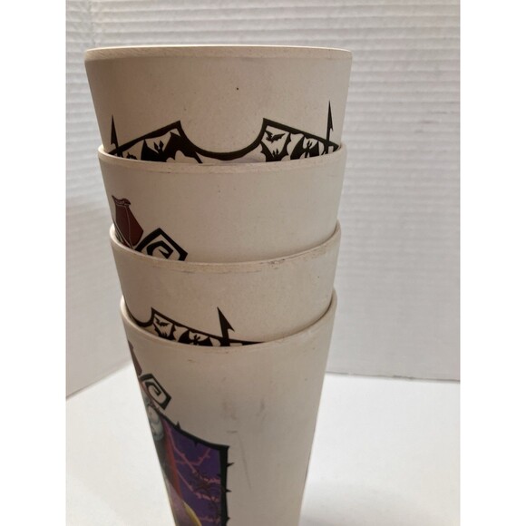 Set Of 4 Disney Nightmare Before Christmas Jack Sally Tan Plastic Drinking Cups - Picture 7 of 7